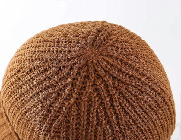 Mænds Vinter Strikket Visir Hat Udendørs Tyk Spids Beanie Hat Brown One Size