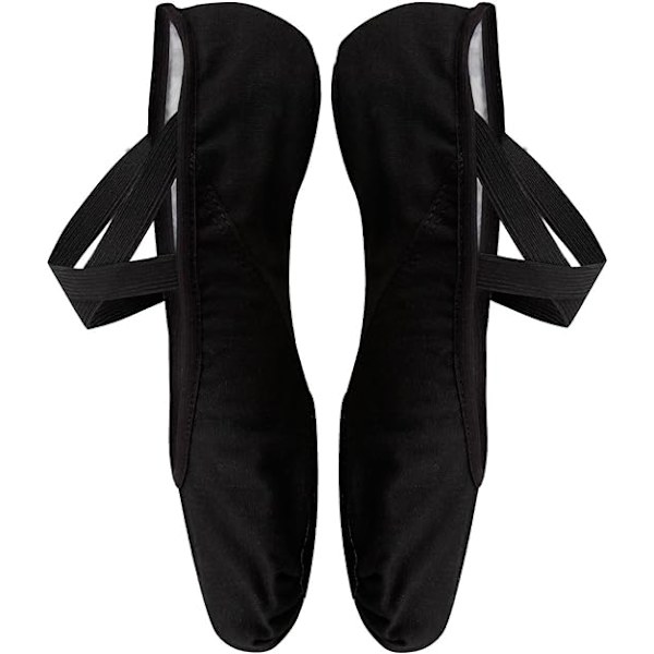 Balett Dansskor Split Sole Flat Gymnastik Dansskor Black 8 UK child