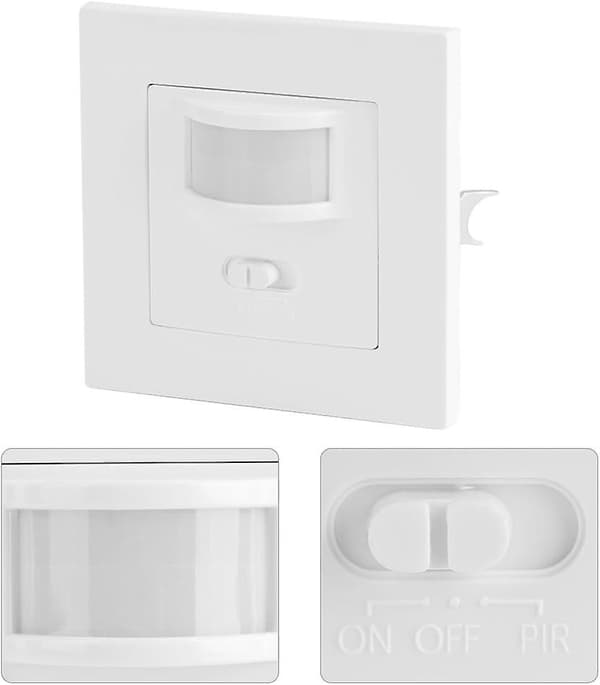 Bevegelsessensor Lysbryter Detektor AC 110V-240V Passiv Infrarød Sensor Universal Infrarød Sensor Smart Tilstedeværelseskontroll Veggbryter