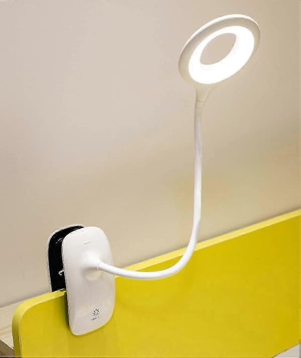 LED Klips-på Leselampe Dimbar Øyevern Bordlampe White
