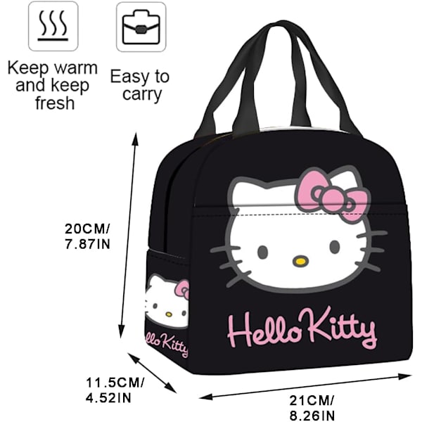 Tegneserie Hello-Kitty Matboksveske, Hello-Kitty Kawaii Matboks Søt Anime Isolerte Bærbare Matboks Matveske Matlagring Veske for Skole