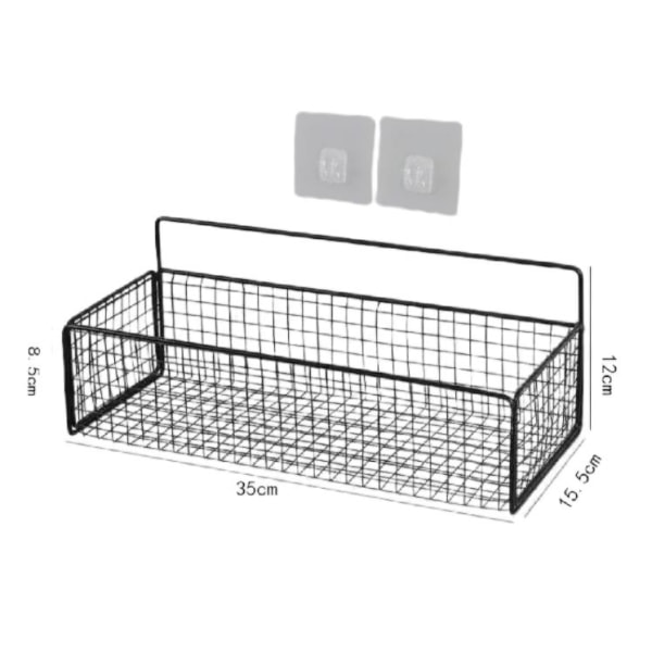 Veggmontert oppbevaringsstativ uten hull i bad og toalett Black 2Pcs