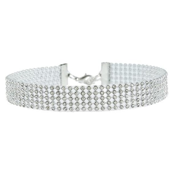 Rhinestone Choker Halskjede Sølv Glitrende Krystall Halskjeder Brude Halskjede Smykker for Kvinner 4