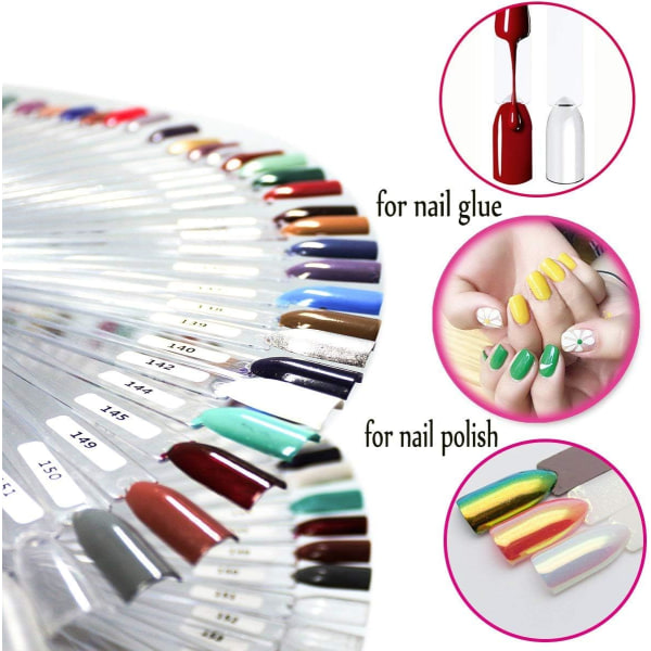 50 stk. Negle Swatches Sticks, Neglefarve Fan Display Sticks, Negleprøver Sticks, Aftagelige Øvelsesnegle Sticks til Begyndere, Negle Display til Salon Transparent