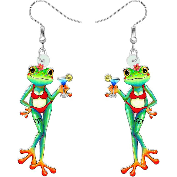Akryl Söt Cartoon Skateboard Groda Örhängen Drop Dangle Stora Långa Mode Djur Smycken För Kvinnor Flickor Tonåringar Charms Hawaii