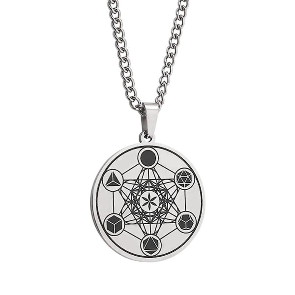 Men's Stainless Steel Necklace Ogan Flower of Life Metatron Angel of Life