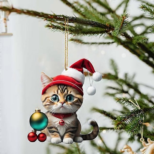 Tecknad Söt Katt 2023 Julgransprydnader Hängande Dekoration Gåva Jul Hängande Träd Personlig Hänge Festtillbehör F3