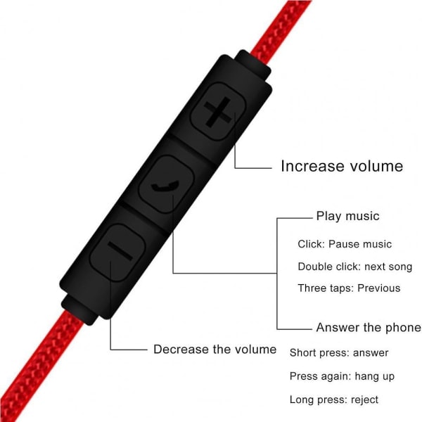 1,2 m 3,5 mm - 3,5 mm uros-uros stereo audio aux -kaapeli kuulokeliitäntä painonapilla äänenvoimakkuuden säätöön ja mikrofonilla Red