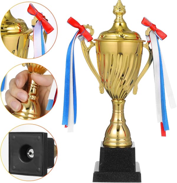 Guld Trofæ Kop - 29 cm Trofæ til Priser, Metal Trofæ Pris, Festartikler til Voksne og Børn