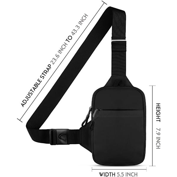Liten axelväska, crossbody-väska, bröstväska, axelväska för män och kvinnor, vattenavvisande crossbody-väska för löpare, träning, vandring, cykling, resor