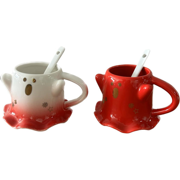Tekopp, Keramisk 11oz Halloween Kaffe Kanne med Lopp - Vennlig Spøkelse