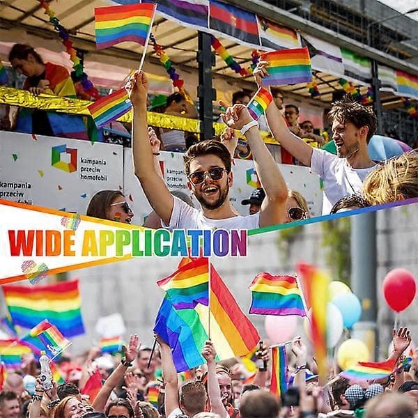 50 stk. Regnbue Pride Flag Lille Mini Flag Håndholdt Flagstang