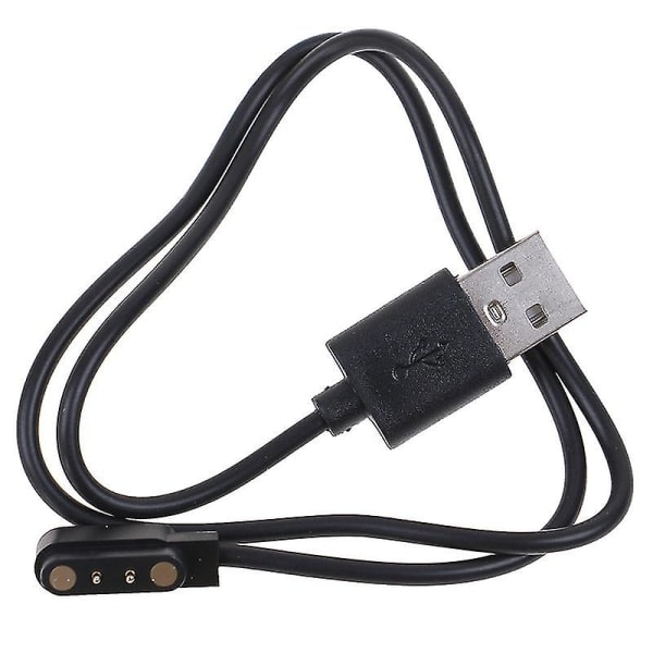 Magnetisk 2-pin 4mm avstånd handledsladdningskabel för smartklocka SVART