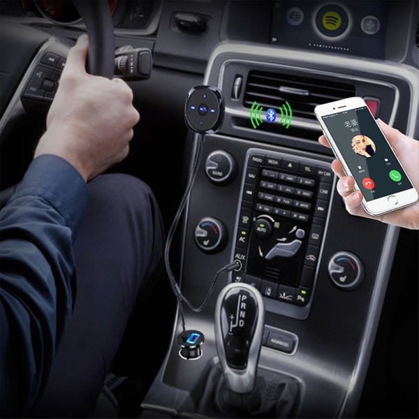 Auton AUX Bluetooth -sovitin maadoitusvikasuojalla handsfree-puheluihin ja musiikin suoratoistoon, kaksoisporttinen langaton Bluetooth-vastaanotin