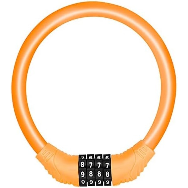 Pyörän lukkokaapeli Yhdistelmäkaapeli, Kannettava pyörän lukko 4-numeroisella yhdistelmällä oranssi orange