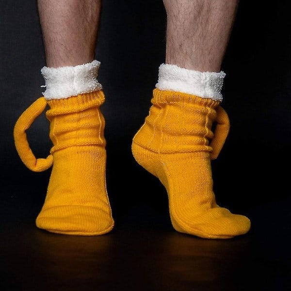 3D-olutlasi-sukat, söpöt, unisex, hauskat, keltaiset, neulotut sukat