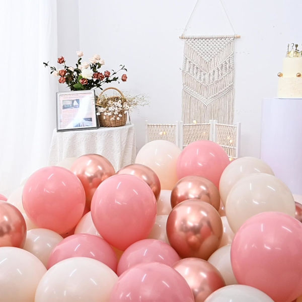 60 Pakker 12 Tommer Festballoner med Bånd til Mænd Kvinder Fødselsdag, Bryllup, Brudebruser, Graduation, Bryllupper Fest Dekoration Dusty Pink Beige