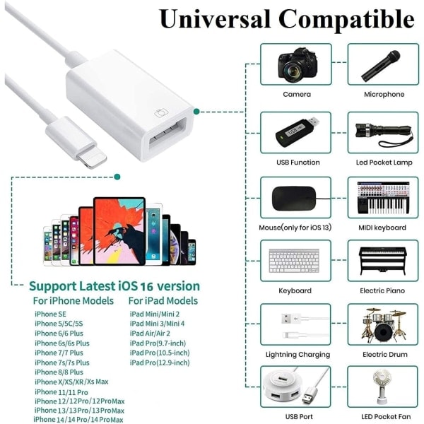 Lightning till USB-kameraadapter för iPhone