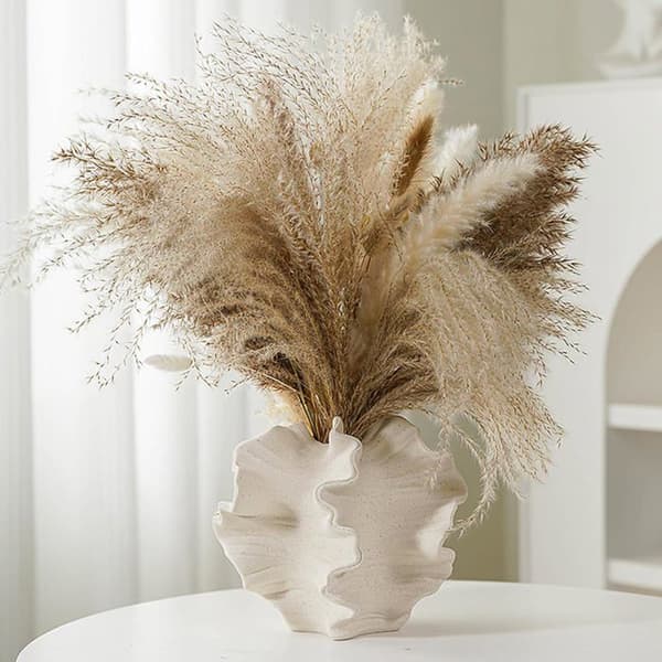 Beige Keramikvas - 1 Styck - Matt Nordisk Stil - Elegant Heminredning - Vardagsrum/Kontor
