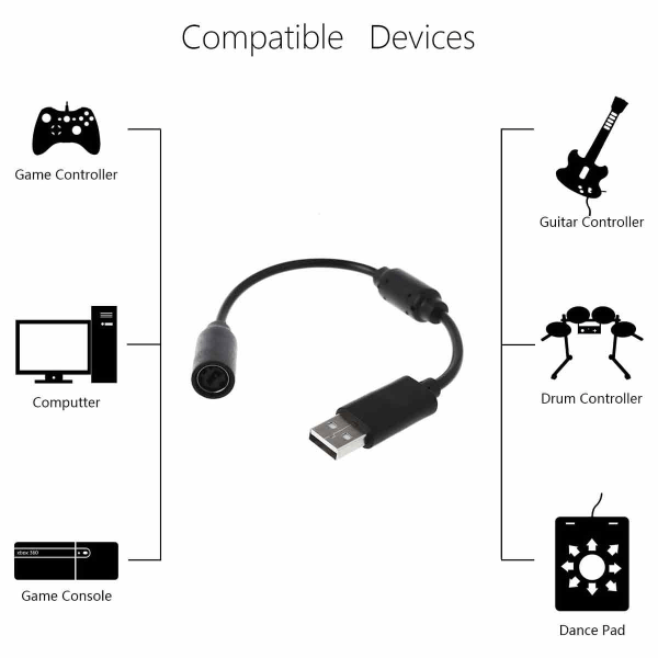Til Logitech G920 Pedal USB Wire/ Adapter Ratta Kontrolhjul Kabel Sort