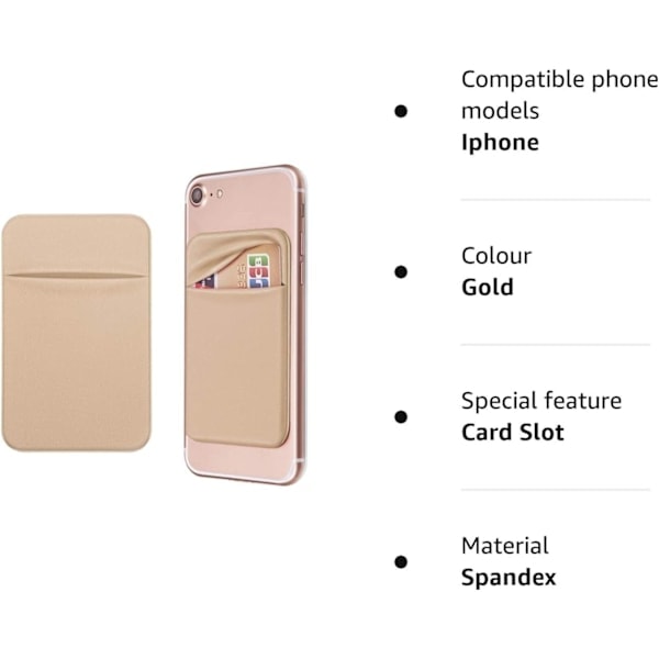 Självhäftande korthållare för mobiltelefoner, 2-pack (guld)