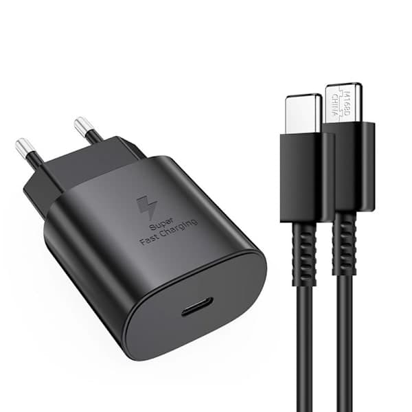 25W Samsung Hurtiglader USB-C Laderplugg + 2M USB-C Laderkabel