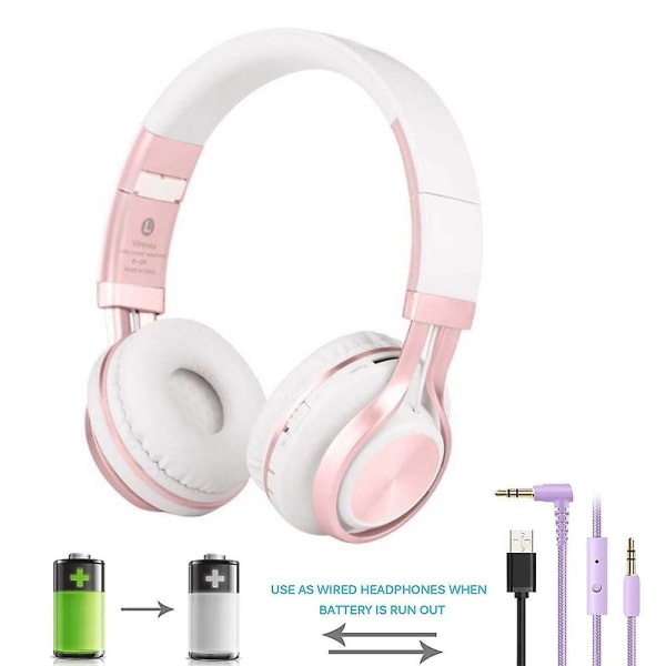 Bluetooth hörlurar, hopfällbara stereo trådlösa Bluetooth -hörlurar över örat med mikrofon och volymkontroll