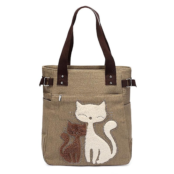 Dame Skuldertaske Stor Kat Tote Håndtaske Light Brown
