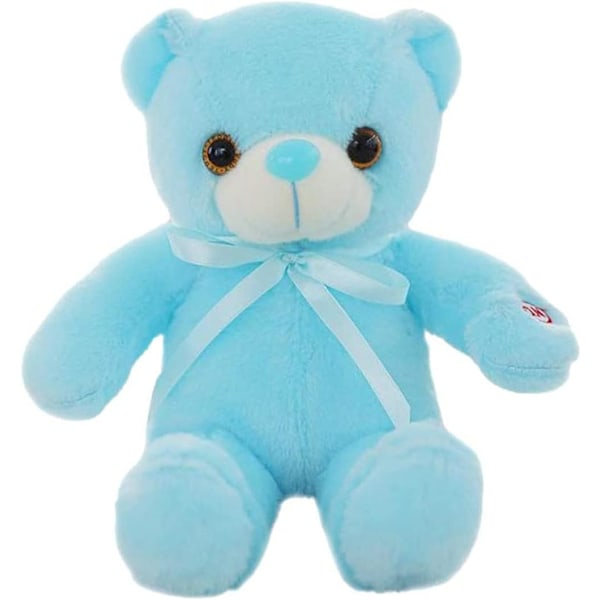 Björnpluchdjur 7 färger ljusförändrande björn plyschleksak kudde LED lysande nattlampa för barn sovande, 30cm/11,8\" björn Blue