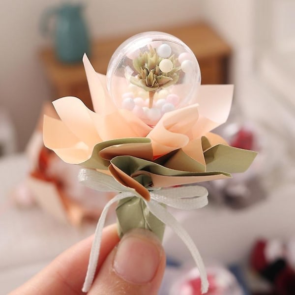 Tørkede blomster simulert bærbar plast mini tørkede blomster bukett baller DIY leker Beige A