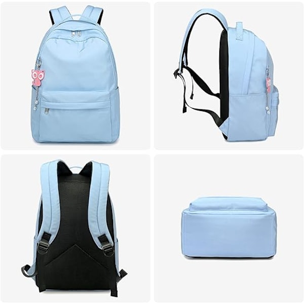 Skolesekk for jenter og gutter, enkel ryggsekk for 14 tommers laptop, vannavvisende skolesekker, avslappet dagsekk for skole og reiser, lett ryggsekk Blue