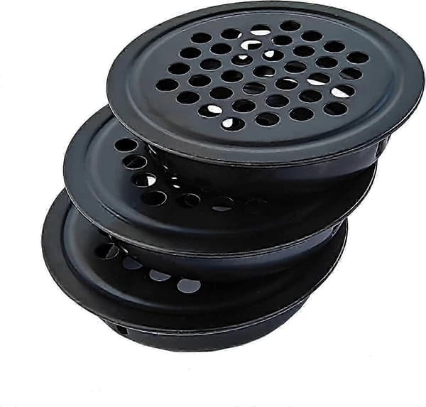 10 stk. luftventil i rustfrit stål, cirkulært mesh, sort cirkulær ventilationsrist, gitterdæksel, luftventilristdæksel ventilation af skab, garderobe