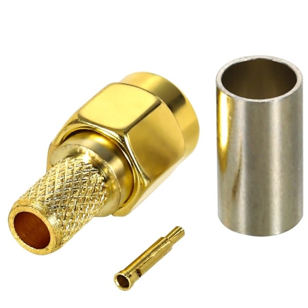 12 stk. SMA-stik Guldbelagt RF-stik Han Crimp til RG58 RG303 RG141 RG142 RG400 LMR195 Koaksialkabler