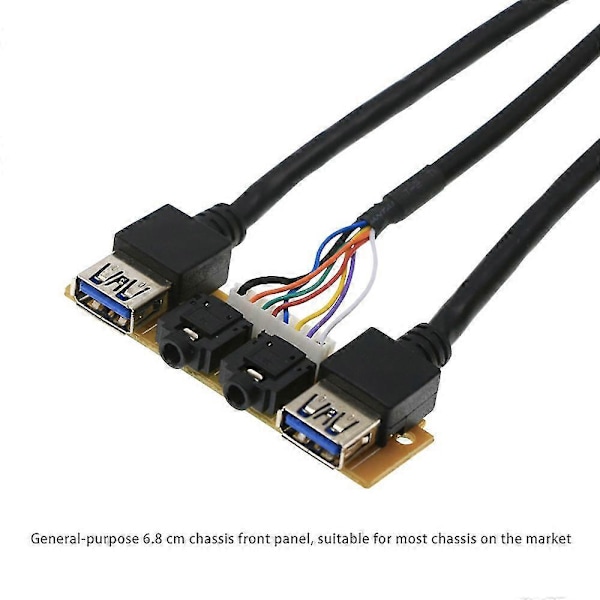 60cm Frontpanel USB3.0+USB3.0+HD Audio Jack Porter I/O Board+Intern Ledning USB Ramme DIY