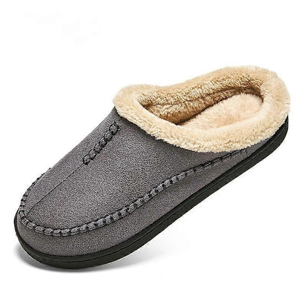 Mäns Memory Foam Clogtofflor Bekväma Handgjorda Stickade Microsuede Halkskor Inomhusskor Med Fotvalvsstöd Varma Konstpälsfodrade Gummisula Inomhus Utomhus 46-47EU