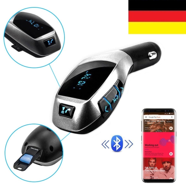 Bil Bluetooth FM-sändare Bil MP3 Musikspelare Handsfree USB TF AUX
