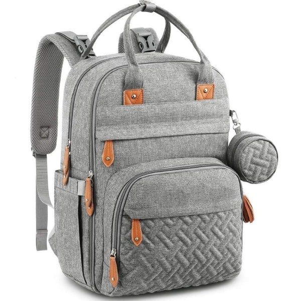 Vaippa-reppu kannettavalla vaihtoalustalla äideille ja isille light grey