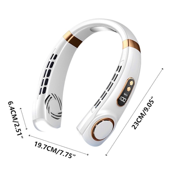 2024 Ny Portabel Halsfläkt USB Utomhus Tyst Sport Uppladdningsbar Hög Vindkraft Bladlös Liten Fläkt SZS0867 White