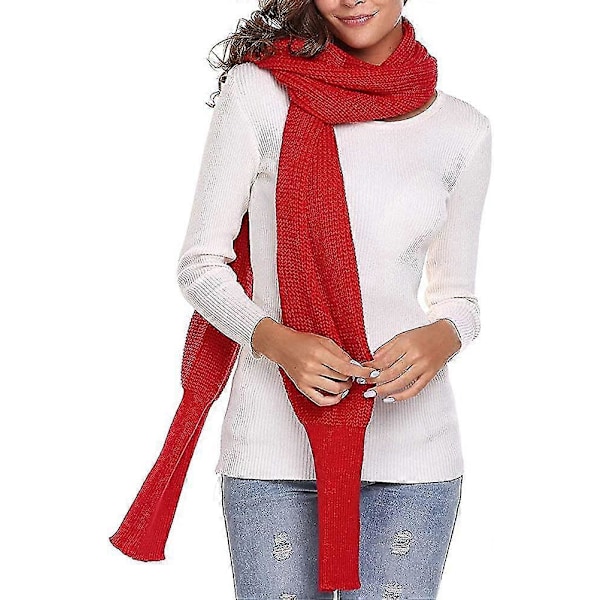 Multifunktionelle tørklæder, dametørklæde, capetørklæde, vintermode, unisex Red