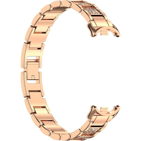 Metallrem kompatibel med Xiaomi Smart Mi Band 8 Armband - Ersättning Rhinestone Watch Bands för Mi Band 8 Smartwatch Armband Rose Gold