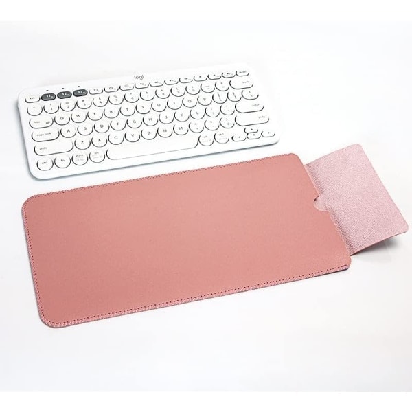 PU Lær Bærbar Tastaturveske Oppbevaringspose Støvtett Beskyttelsesveske for Logitech K380 Multi-Device Bluetooth-tastatur (Rosa)