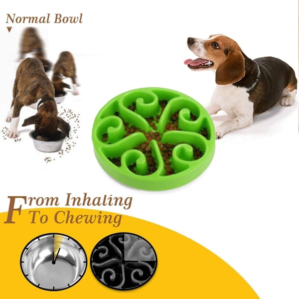 1 st Slowmatningskål för Hund, Långsam Ätningsskål för Mellanhundar, Rolig Pussel Slow Feed Halksäker Interaktiv Blo Green