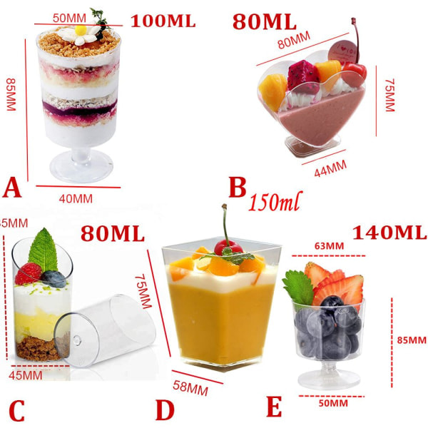 20 Mousse Dessertkoppar i Plast