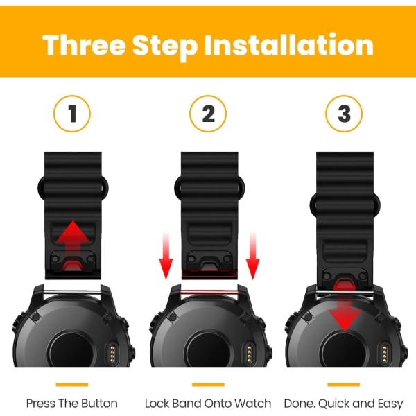 22 mm udskiftningsrem til Garmin Fenix 5/Fenix 6/Fenix 7, kompatibel med Fenix 5 Plus/Fenix 6 Pro/Forerunner 935/945/955/In