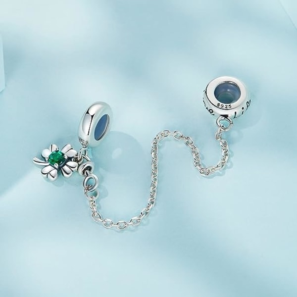 Sikkerhedskæde med clips til Pandora armbånd i sterlingsølv Valentinsdag Halloween Jule Charm Kærlighed Kors Blomst Sikkerhedskæde til kvinder