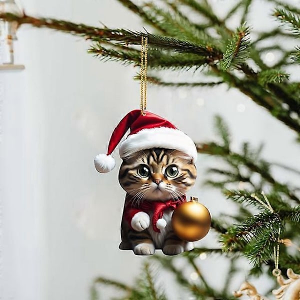 Tecknad Söt Katt 2023 Julgransprydnader Hängande Dekoration Gåva Jul Hängande Träd Personlig Hänge Festtillbehör E1