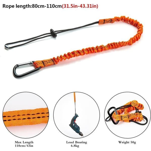Infällbara säkerhetsremmar, 3-pack, orange nylon, 80–110 cm, 6,8 kg kapacitet