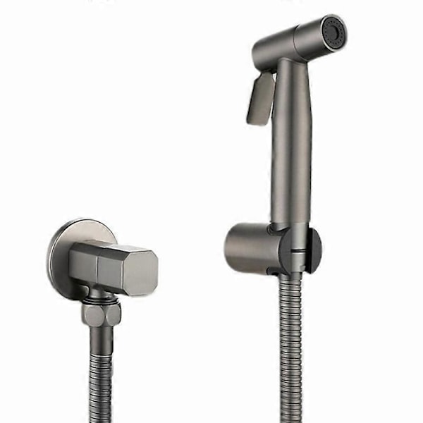 Bidet-sprøyte i grått metall, dusjsett for toalett, børstet grått messing, Shattaf dusjhode, kobberventilsett, bidet-kran GD12 Set B
