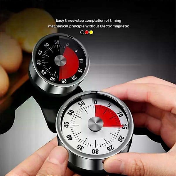 1/3/5 stk. Hvit Klokke Timer Magnetisk Bakside Iøynefallende Urskive Timer Rustfritt Stål Visuell Timer Rustfritt Stål Timer Holdbar White 1pc