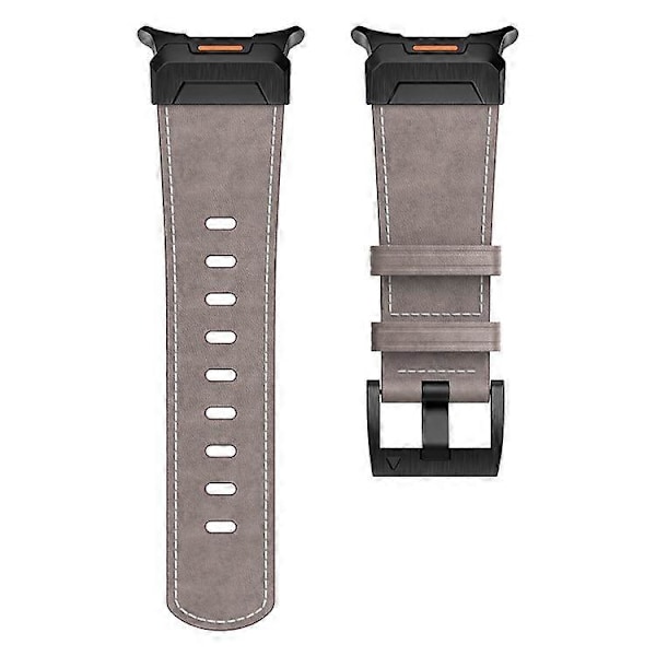 Kompatibelt för Samsung Galaxy Watch Ultra 47mm Äkta Läderarmband Minimalistisk Sportrem Light Grey / Waxed Texture